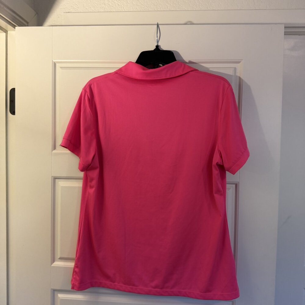 Maggie Lane Pink Polo Shirt Lightweight Stretchy Activewear Short Sleeves Size L - Picture 5 of 8